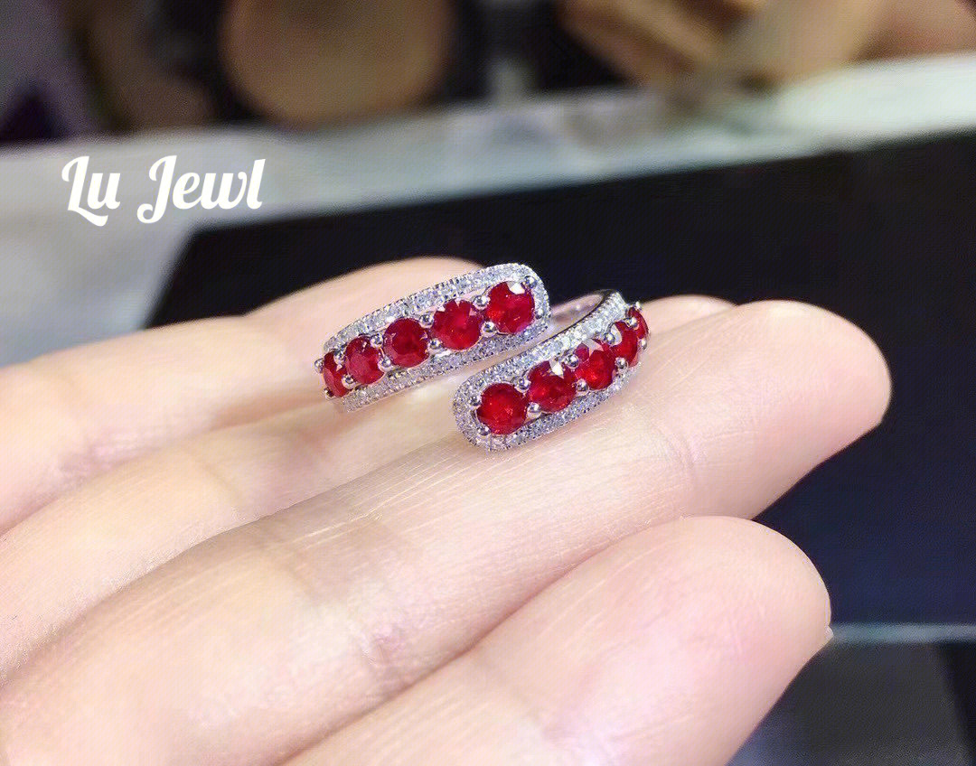 日本制品 pt900鉑金紅寶石鉆石排戒