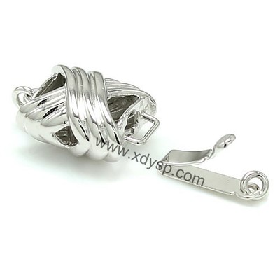 925純銀X形單排扣鍍白金,規格:9.5x14mm,純銀制品