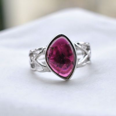 【母親款/送媽媽】天然碧璽鑲嵌925純銀鍍白金戒指 多尺寸 實拍2