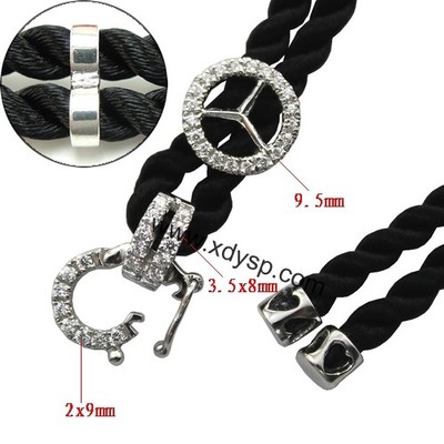 925銀車標志白金款,規格:3mm(黑色),白金款精品繩,微鑲工藝,項鏈繩